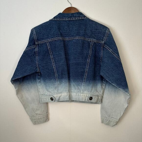 SIMON CHANG Size 6 Ombré Denim Jacket with Silver Metal Hardware - Picture 2 of 14